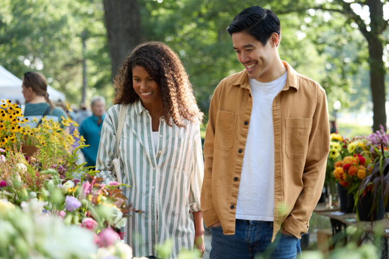 Couple at a Farmer's Market. Photo credit: Maine Office of Tourism