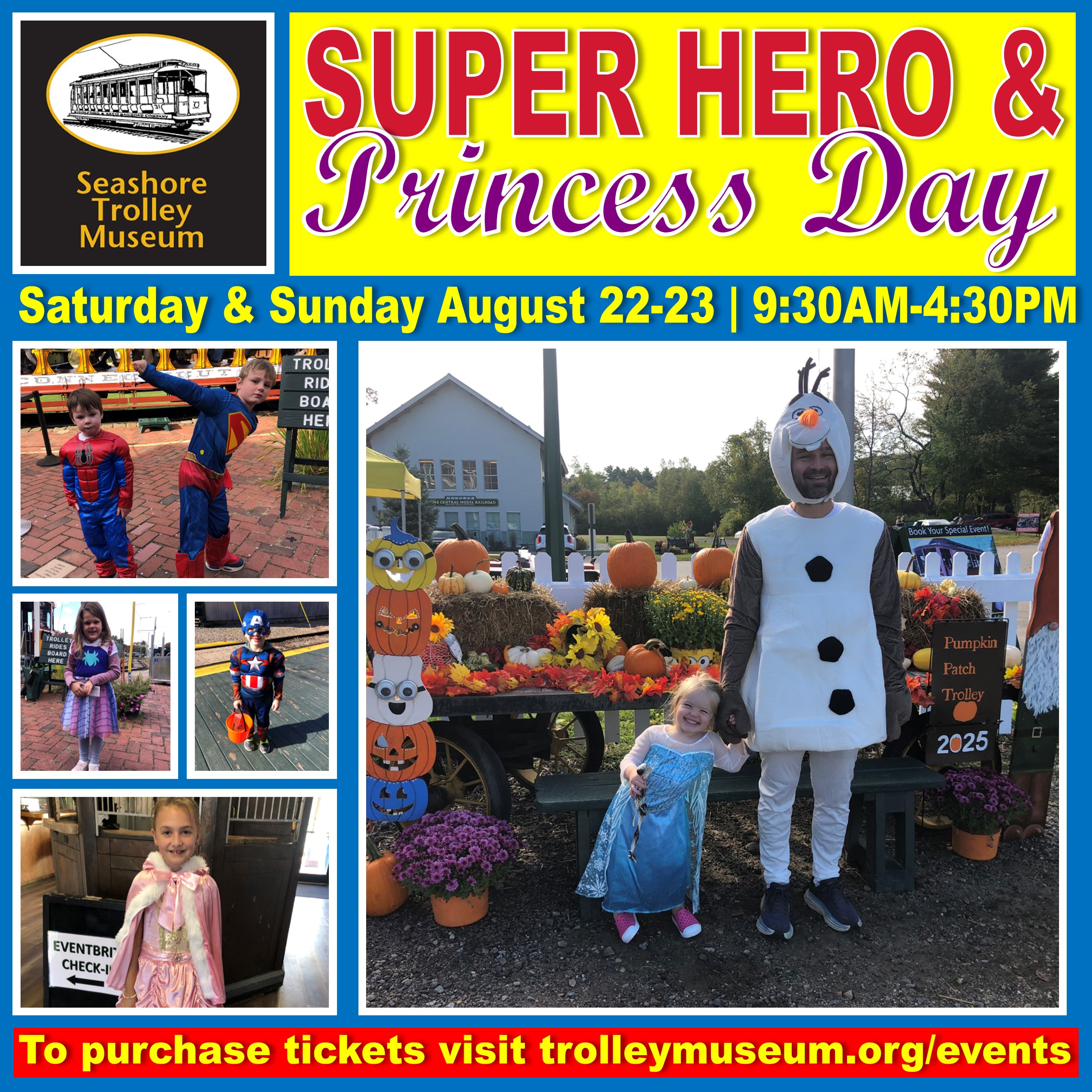 Superhero and Princess Day! - Photo Credit: Seashore Trolley Museum