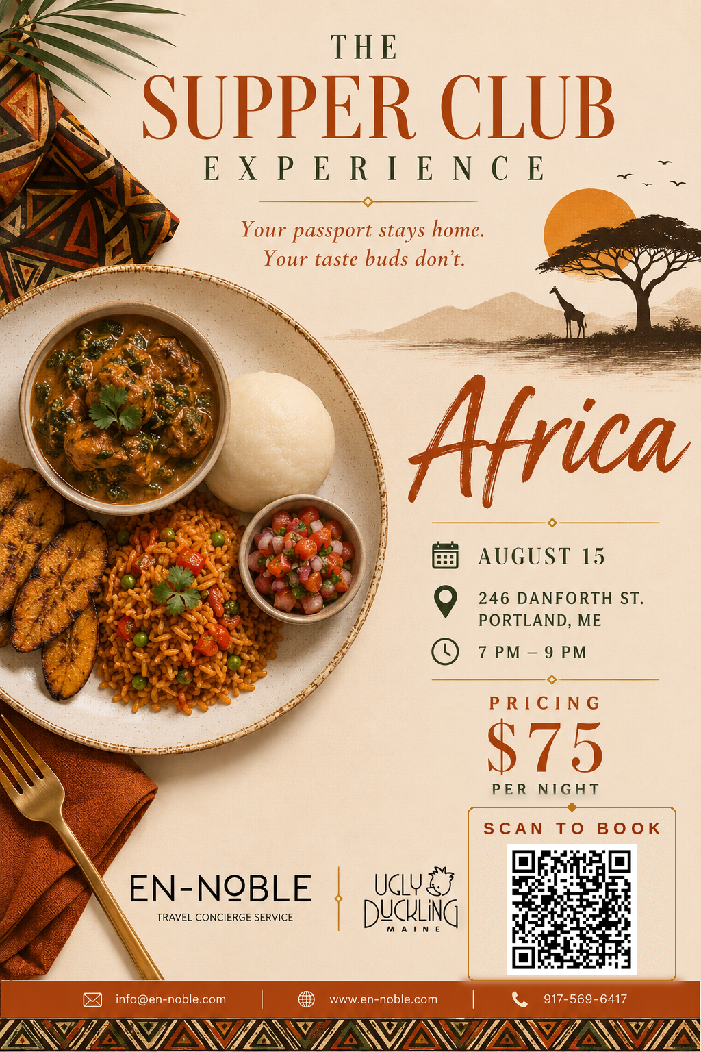 Poster for Dinner Experience with En-Noble. Flyer Provided by En-Noble.