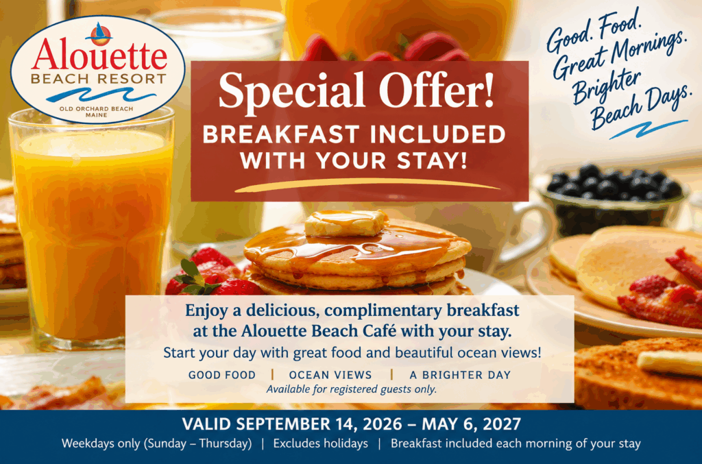 Free Breakfast Promo. Graphic Provided by: Alouette Beach Resort