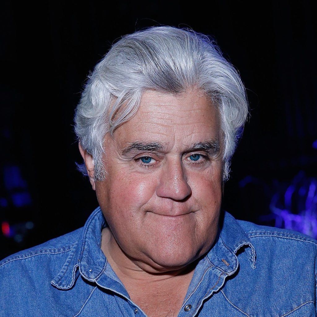 A portrait of television host Jay Leno with his signature silver hair in Portland Maine.