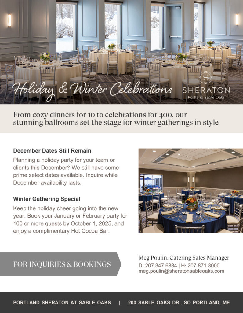 2025 Holiday Promotion - Photo Credit: Portland Sheraton Sable Oaks 2025 Holiday Promotion - Photo Credit: Portland Sheraton Sable Oaks