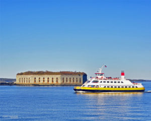 Casco Bay Ferries Passing by Fort Gorges, Photo Credit: Corey Templeton Photography
