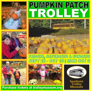 Pumpkin Patch Trolley, Photo Credit: Seashore Trolley Museum