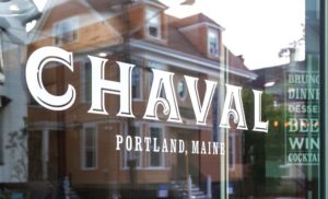 Exterior Chaval Logo with Building Reflection, Photo Credit: Wine Wine Events