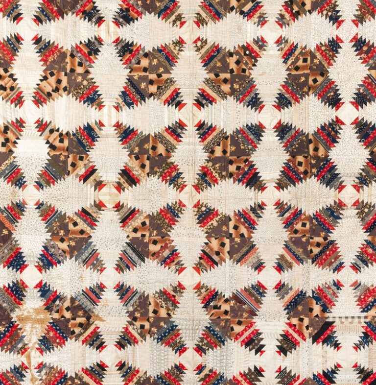 Stitches: Quilt Handwork - Photo Credit: Log Cabin quilt with Windmill Blade design, Vienna, circa 1870 (detail). Collections of Maine Historical Society MaineMemory.Net #6393 Stitches: Quilt Handwork - Photo Credit: Log Cabin quilt with Windmill Blade design, Vienna, circa 1870 (detail). Collections of Maine Historical Society MaineMemory.Net #6393