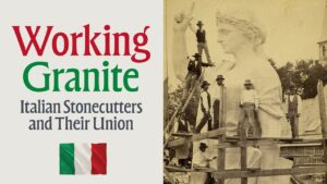 Exhibit: Working Granite - Photo Credit: Photo: Faith, National Monument to the Forefathers, Hallowell, 1877, Collections of Hubbard Free Library, MaineMemory.Net #29250