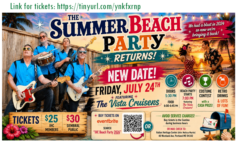 The Summer Beach Party Returns - Photo Credit: "Photo Courtesy of Italian Heritage Center assisted by Chat GPT"